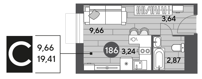 19,7 м², квартира-студия 4 389 810 ₽ - изображение 26