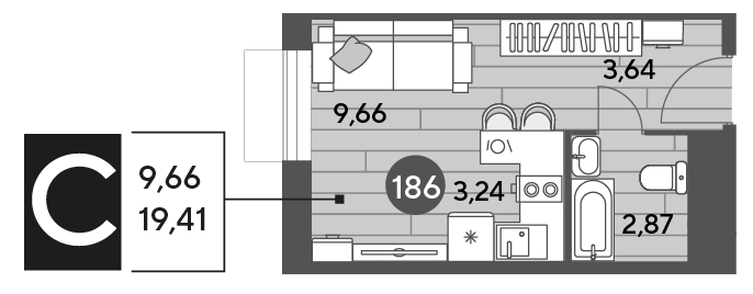 Квартира 19,4 м², студия - изображение 1