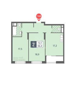 Квартира 72,1 м², 2-комнатная - изображение 1