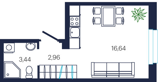 Квартира 23 м², студия - изображение 1