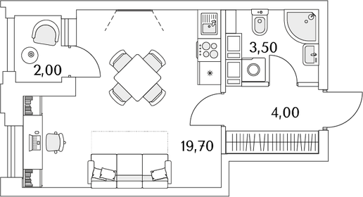 Квартира 28,3 м², студия - изображение 1