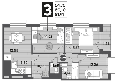 111 м², 3-комнатная квартира 16 900 000 ₽ - изображение 81