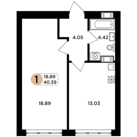 Квартира 40,4 м², 1-комнатная - изображение 1