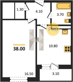 Квартира 38 м², 1-комнатная - изображение 1