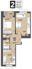 64,3 м², 2-комнатная квартира 9 424 914 ₽ - изображение 19