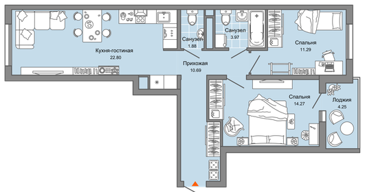 66 м², 3-комнатная квартира 5 850 000 ₽ - изображение 34