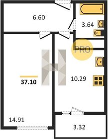 Квартира 37,1 м², 1-комнатная - изображение 1