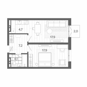 Квартира 52,4 м², 2-комнатная - изображение 1