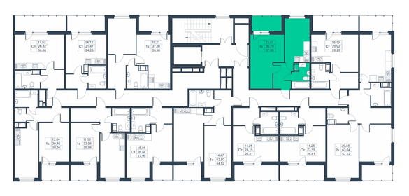 38,5 м², 1-комнатная квартира 5 351 500 ₽ - изображение 22