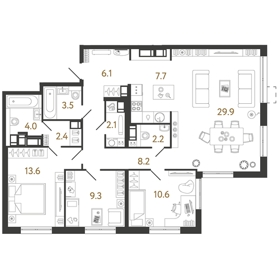 99,6 м², 3-комнатная квартира 27 950 020 ₽ - изображение 1