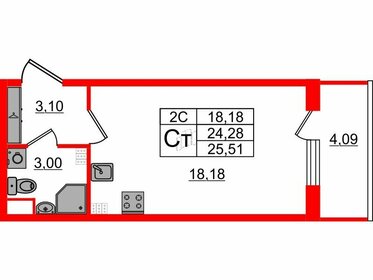 Квартира 24,3 м², студия - изображение 1