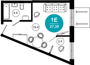 Квартира 27,3 м², 1-комнатные - изображение 1