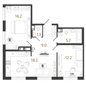 Квартира 62,6 м², 2-комнатная - изображение 1