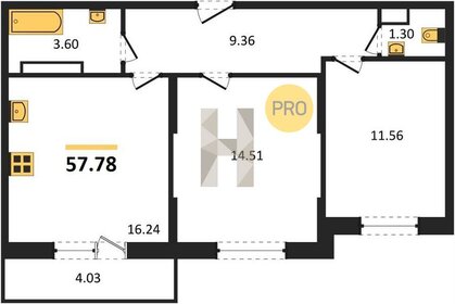 Квартира 57,8 м², 2-комнатная - изображение 1