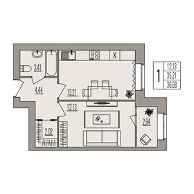 Квартира 36,7 м², 1-комнатная - изображение 1