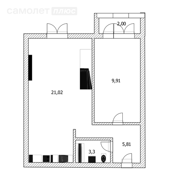 39 м², 2-комнатная квартира 4 800 000 ₽ - изображение 1