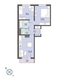 Квартира 54,7 м², 2-комнатная - изображение 1