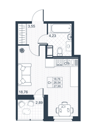 Квартира 28 м², студия - изображение 1