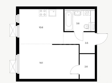 Квартира 34,4 м², 1-комнатная - изображение 3