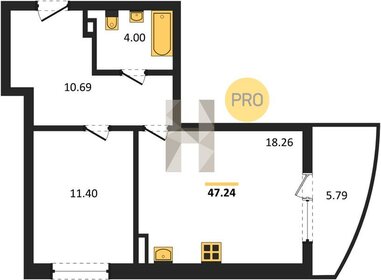 Квартира 47,2 м², 1-комнатная - изображение 1