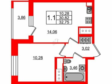 Квартира 30,8 м², 1-комнатная - изображение 1