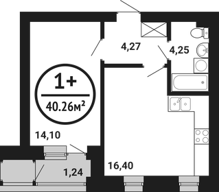 Квартира 40,3 м², 1-комнатная - изображение 1