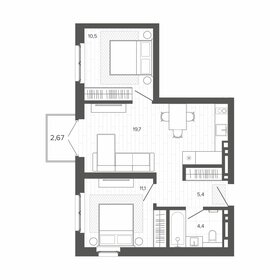 47,9 м², 3-комнатная квартира 8 534 000 ₽ - изображение 9