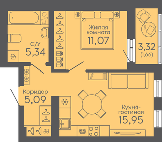 Квартира 39,1 м², 1-комнатная - изображение 1