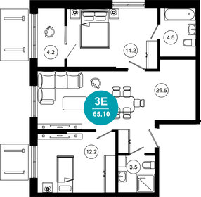Квартира 65,1 м², 3-комнатные - изображение 1