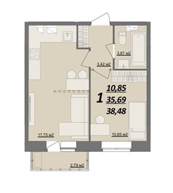 38,5 м², 1-комнатная квартира 3 387 120 ₽ - изображение 25