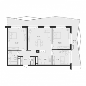 Квартира 83,2 м², 4-комнатная - изображение 1