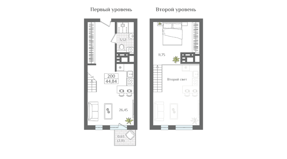 48,4 м², апартаменты-студия 25 026 140 ₽ - изображение 22