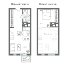 Квартира 44,8 м², 1-комнатные - изображение 2