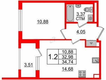 Квартира 33 м², 1-комнатная - изображение 1