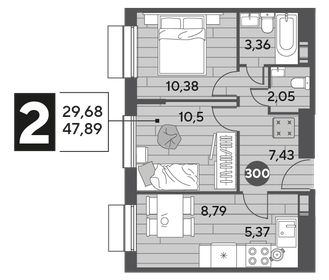 50,1 м², 2-комнатная квартира 10 400 000 ₽ - изображение 68