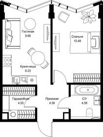 Квартира 45 м², 1-комнатная - изображение 2