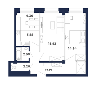 Квартира 64,1 м², 3-комнатная - изображение 1