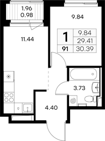 Квартира 30,4 м², 1-комнатная - изображение 1
