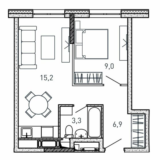 26,3 м², квартира-студия 10 460 000 ₽ - изображение 32