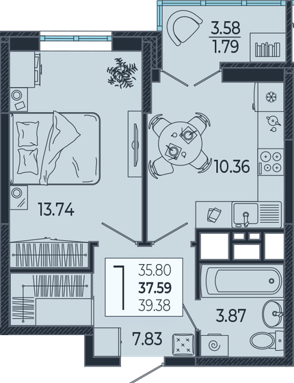 36,6 м², 1-комнатная квартира 5 494 500 ₽ - изображение 37