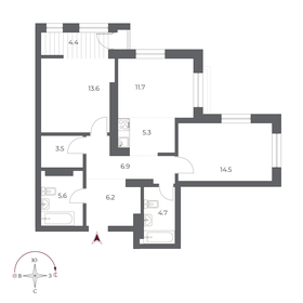 Квартира 76,4 м², 3-комнатная - изображение 1