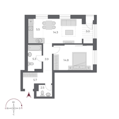 Квартира 55 м², 2-комнатная - изображение 2