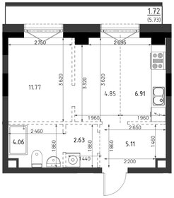 Квартира 37,1 м², 1-комнатная - изображение 1