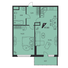48 м², 1-комнатная квартира 7 495 481 ₽ - изображение 29