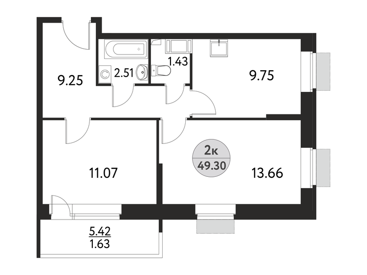 49,3 м², 2-комнатная квартира 8 134 500 ₽ - изображение 11