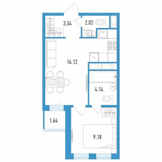 35,6 м², 1-комнатная квартира 6 055 400 ₽ - изображение 1