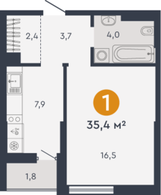 30 м², 1-комнатная квартира 4 200 000 ₽ - изображение 52
