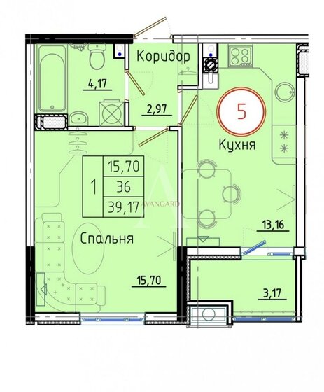39,2 м², 1-комнатная квартира 4 112 850 ₽ - изображение 51