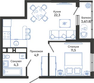 43,2 м², 1-комнатная квартира 10 300 000 ₽ - изображение 56