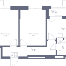 Квартира 55,3 м², 2-комнатная - изображение 3